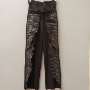 Felicity Black Ruffled Sides Pants Women's Size 4